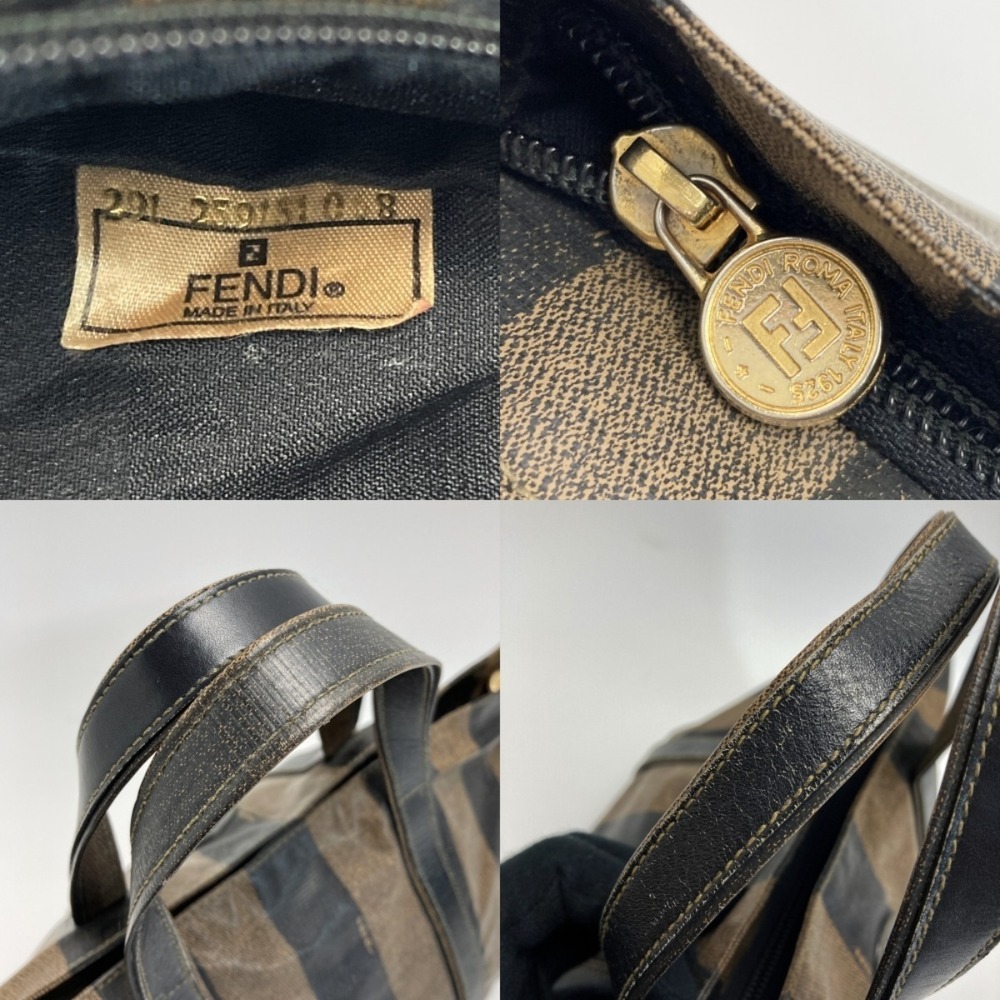 Fendi Pequin Tote Brown Leather Handbag - Picture 6 of 8